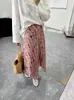 Falda Irregular de Lino Tencel Estampado Vintage para Mujer, Falda de Longitud Media con Diseño de Verano