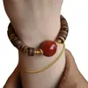 Nuevo Estilo Chino Lujo Ligero Retro Diseño Original Ágata Roja Madera de Árbol de Ágar Pulsera de Cuentas Colgante Collar Pulsera de Sensación de Alta Gama