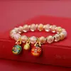 Pulsera de Esmalte Gris Fragante Mismo Método Antiguo de Beijing Familia de Tres Bestias Devoradoras de Oro Pulsera de Esmalte de Color con Pan de Oro Pulsera de Este Año de Vida