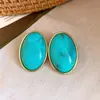 Brincos de Pino Pendentes Ovais em Acrílico Agulha de Prata para Aquarela Estilo Nicho de Luxo Brincos com Personalidade Retrô Acessórios de Brinco Modernos para Mulheres