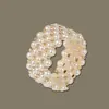 Pulseira Multicamadas Nova Moda Pérola Strass Transfronteiriça Moda Leve Luxo Espiral Enrolado Geométrico Larga Pulseira Atacado