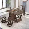 Nuevo juego de mesa de té y sillas de madera maciza estilo chino para balcón de apartamento pequeño, juego para sala de estar de té kung fu para el hogar, mesa de té integrada para preparar té