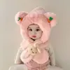 Conjunto de gorro y bufanda para niños, forrado de polar y engrosado para invierno, gorro con orejeras para bebé, conjunto a prueba de viento y cálido para niños y niñas