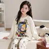Pijamas Nuevos para Niñas 2026 para Primavera y Otoño, Algodón Puro, Manga Larga, Estilo Delgado, Elegante Conjunto de Ropa de Casa de Otoño para Niños y Niñas