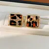 Aretes cuadrados de acetato con poste de plata chapado en oro real, estilo vintage, elegantes y lujosos, aretes de alta gama para mujer