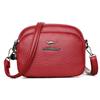 Bolso de Cuero Suave de Alta Calidad para Mujer, Bolso Redondo Pequeño de un Solo Hombro Casual y Versátil, Bolso Bandolera de un Solo Hombro de Gran Capacidad y Color Sólido Multicapa