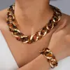Conjunto de Pulseira e Colar de Resina Ccb Novo Europeu e Americano Transfronteiriço Ecológico Estampa de Leopardo Moda Personalizada Conjunto de Joias de Duas Cores