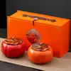 Latas de Té Personalizadas con Logo con Forma de Caqui, Latas de Dulces, Latas de Nueces, Latas Selladas a Prueba de Humedad, Empaque de Caja de Regalo de Media Libra