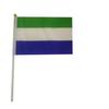 Bandeira de Serra Leoa bandeira de mão bandeira dupla face impressão em poliéster haste de plástico pode ser como venda direta de fábrica