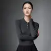 Top Retro de Punto Trenzado Base de Lana Pura para Mujer, Tejido Fino de Canalé Simple con Cuello Solapa Ropa Interior