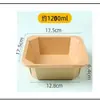 Caixa de Almoço Descartável Papel Kraft Quadrada Embalagem Comercial para Fast Food Caixa à Prova de Óleo Grau Alimentício Recipiente Ecológico como Saladeira