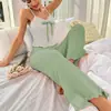 Conjunto Popular de Ropa para el Hogar Transfronterizo Europeo y Americano para Amazon 2025, Tirantes, Pantalones, Pijama Casual de Cintura Alta que se Puede Usar Afuera