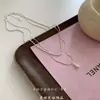 Colar de Laço de Pérola Prateada para Mulheres, Corrente de Clavícula Versátil Estilo Ins de Luxo Leve Joias Minimalistas