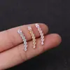 Acero Inoxidable 316L 0.8*6mm Colgante de Lazo Zircón Arete de Lóbulo Stud de Hélice Joyería para Piercing