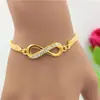 Pulsera Infinito Estilo Niche Europeo y Americano Brazalete Abierto Versátil con Forma de Corazón con Diamantes Símbolo Infinito Aleación Juego de 3 Piezas para Mujer