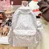 Nova mochila floral para mulheres, estilo ins coreano, mochila escolar fofa e doce para estudantes do ensino fundamental, mochila para o dia a dia
