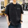 Nueva camiseta de manga corta resistente estilo americano para hombre de 260 g, marca de moda de verano con estampado teñido en nube, camiseta de manga corta talla grande