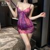 Lingerie Sexy, Pijamas Sexy para Mulheres, Roupão de Renda Tentação Pura para Dormir, Uniforme de Saia Transparente Quente F134