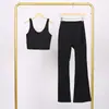 Conjunto de Chaleco Lulu U y Pantalones Acampanados, Ajustado con Cuello Alto, Cremallera Dorada Elástica, Conjunto para Fitness Yoga