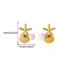 Pendientes de Acero Inoxidable de Perlas Lindas Más Vendidos, Pendientes Espirales con Forma de Corazón, Pendientes Franceses Retro Ovalados de Acero de Titanio, Hipoalergénicos