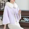 Estilo Tweed Estilo Suave Elegante Botón de Perla Cárdigan Chal Suéter para Mujer Otoño e Invierno Chal Abrigo Cuello de Piel Chal Top