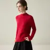 Nuevo suéter de cachemira para otoño e invierno para mujer, cuello semi-alto, manga larga, jersey, corte ajustado, suéter base de punto