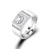 Anel Masculino Banhado a Platina para Transmissão ao Vivo Anel de Diamante Sintético Moissanita Estilo Europeu e Americano Anel Ajustável Personalizado em Estoque Atacado Banhado a Ouro