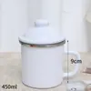 Tarro Grande de Manteca Personalizado Hogareño Borde de Acero Inoxidable Esmalte Tarro de Té Creativo Doble Asa Tarro de Manteca Esmaltado con Tapa