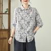 Camisa Estampada Vintage para Mujer Moda Otoño Transfronteriza Elegante Cardigan Floral Camisa de Manga Larga Venta al por Mayor