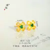 Brincos Banhados a Ouro com Designs de Flor de Quatro Folhas Cravejada com Diamantes e Espiga de Trigo, Brincos Versáteis de Alta Qualidade para Mulheres