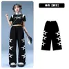 Disfraz de Jazz para Niñas Verano Crop Top Traje Negro Ropa de Práctica de Jazz Disfraz de Street Dance para Niñas Femenino