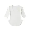 Camiseta Sexy Estilo Dibujo Animado que Favorece la Figura con Escote en U Expuesto y Mangas Medias para Mujer, Nuevo Top Básico Ajustado de Verano