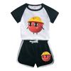 Traje de Verano para Niños y Niñas Egg Party 2023 Nuevo Conjunto de Dos Piezas de Algodón de Dibujos Animados para Niños de Manga Corta y Pantalones Cortos Delgados