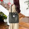 Bolsa Feminina Estampa de Leopardo Bolsa de Ombro Estilo Coreano Grande Capacidade Portátil Bolsa Feminina para o Dia a Dia Estilo Francês Bolsa Tote