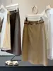 Falda Casual Elegante Talla Plus para Mujer, Falda de Traje de Línea A Adelgazante de Cintura Alta para Verano, Versátil para la Oficina con Abertura y Diseño que se Ajusta a la Cadera