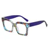 Novo estilo transfronteiriço europeu e americano, armações de óculos personalizadas com retalhos e blocos de cor, armações grandes coloridas da moda estilo rua, bloqueio de luz azul e lentes transparentes