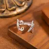 Anillo Geométrico Asimétrico de Moda para Viajar, Estilo Retro Minimalista Fresco Transfronterizo, Diseño de Nicho de Lujo Ligero de Gama Alta