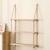 Estante de Almacenamiento sin Perforaciones Partición de Cuerda de Cáñamo Estantería de Madera Estante Decorativo de Pared Laminado Sala de Estar Estante de Almacenamiento para Montar en la Pared