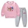 Conjunto de suéter infantil outono e inverno 2023 Estilo ocidental novo grande infantil de veludo acolchoado quente de inverno com mangas compridas