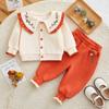 Ropa para Niños Traje para Niñas Cárdigan Primavera y Otoño Nuevo Conjunto de Dos Piezas de Flores Bordadas para Niños Bebé Estilo Primavera Dropshipping