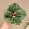Goma para el pelo de encaje de lunares para mujer, Goma elástica para el pelo de tela de cuadros florales de alta elasticidad, Banda elástica para coleta de estilo perezoso