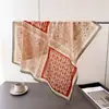 Bufanda Imitación Seda Estampado Cuadros Retro, Chal de Alta Gama, Bufanda Versátil para Cuello, Pañuelo para la Cabeza, Bufanda