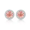 Transmisión en vivo súper ventas gemas coloridas corte princesa redondo bolsa aretes perno oro real galvanizado súper brillantes aretes de diamante de alto carbono una pieza dropshipping