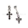 Pendientes de titanio F136 con forma de cruz y hueso de oreja con incrustaciones de circonita 5A, joyería para piercing de labios de aleación de titanio G23.