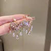 Pendientes de Borla con Flor de Zircón de Aguja de Plata Transfronterizos, Pendientes de Moda y Elegantes, Pendientes de Lujo Ligero y de Gama Alta, Diseño de Nicho