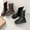 Botas de couro para meninas 2026 novo estilo botas Martin infantis para meninas mais velhas botas de princesa botas de cano médio para outono e inverno para meninas