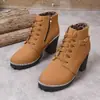 Botas Martin botas de couro em estoque botas femininas botas curtas tamanho grande novo estilo salto plataforma salto alto 2025 cadarço cruzado feminino transfronteiriça outono inverno