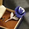 Broche de rosa con incrustaciones de piedras preciosas de alta resistencia para mujer, disponible en dos colores, lleno de diamantes, diseño de hojas y ramas, adecuado para trajes y banquetes, suministro al por mayor