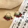 Nuevos pendientes de cuentas estilo chino estilo cortesano para mujer, ligeros, lujosos, retro, de alta gama, para cara cuadrada, con hebilla pequeña.