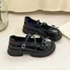 Zapatos de Tacón Alto con Lazo Pequeños de Cuero para Niñas 2026 Otoño Nuevos JK Japonés Frances Versátiles Mary Janes Zapatos de Una Sola Hebilla